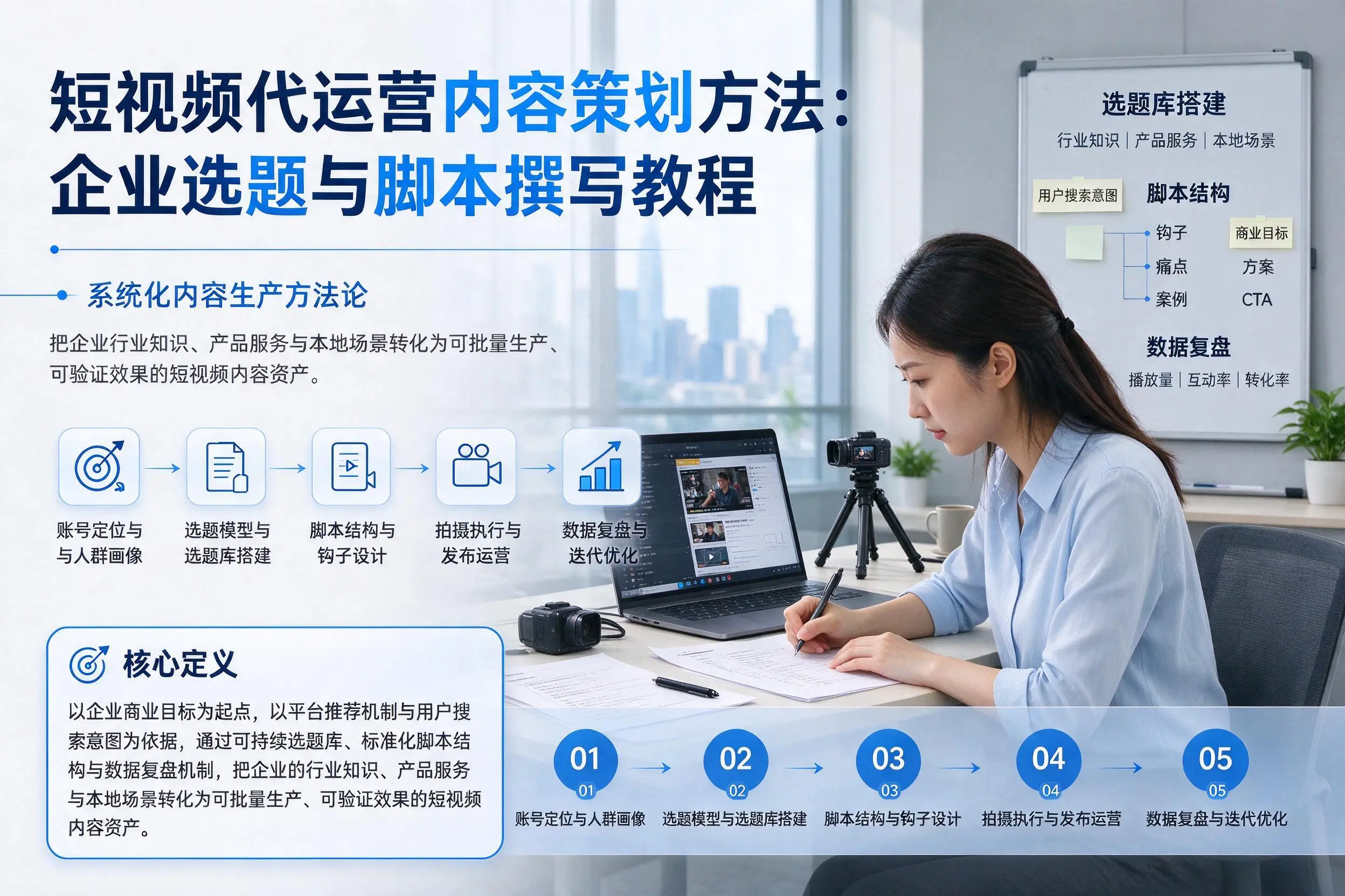 短视频代运营内容策划方法：巴音郭楞企业选题与脚本撰写教程