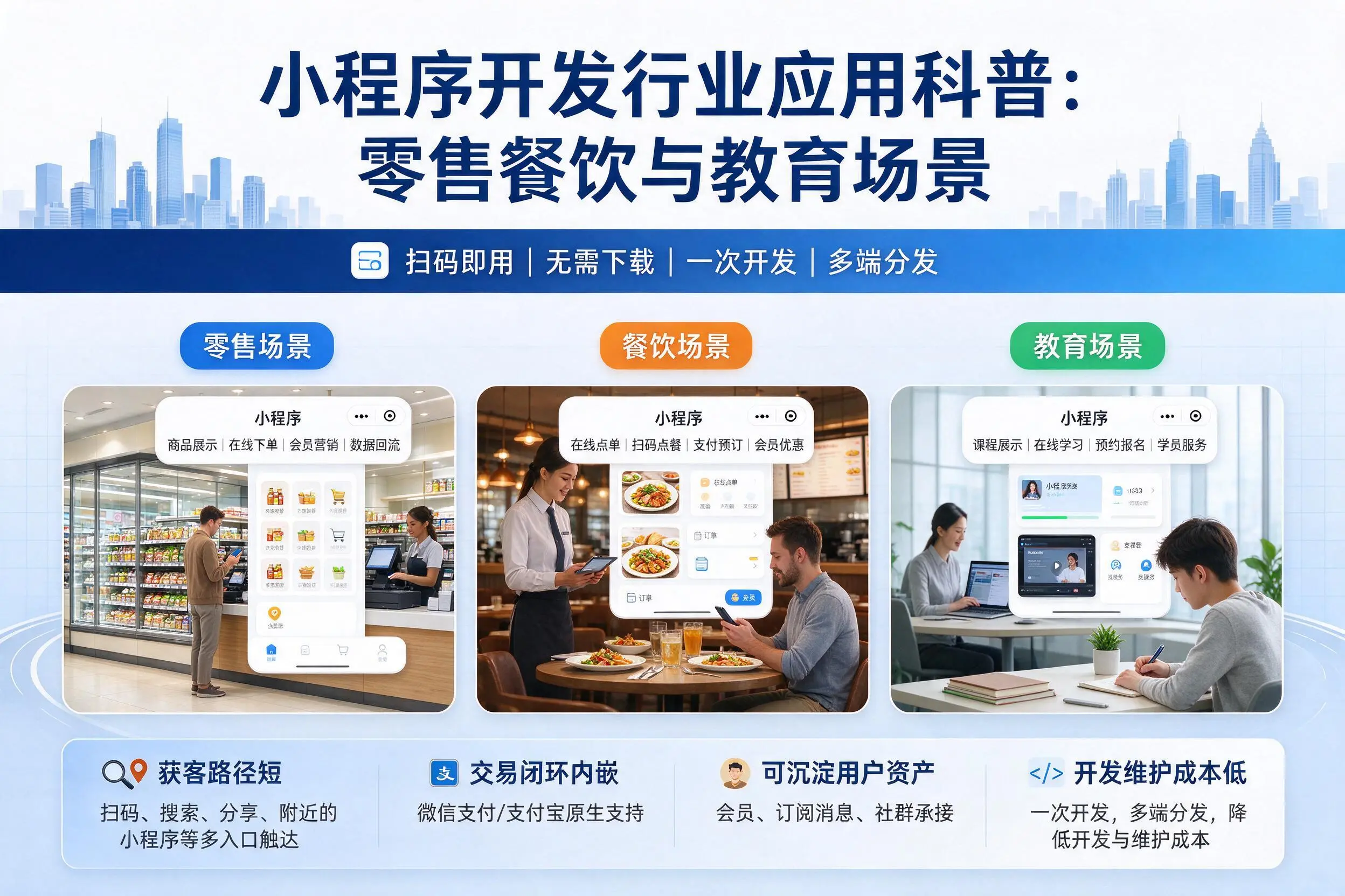 巴音郭楞小程序开发行业应用科普:零售餐饮与教育场景