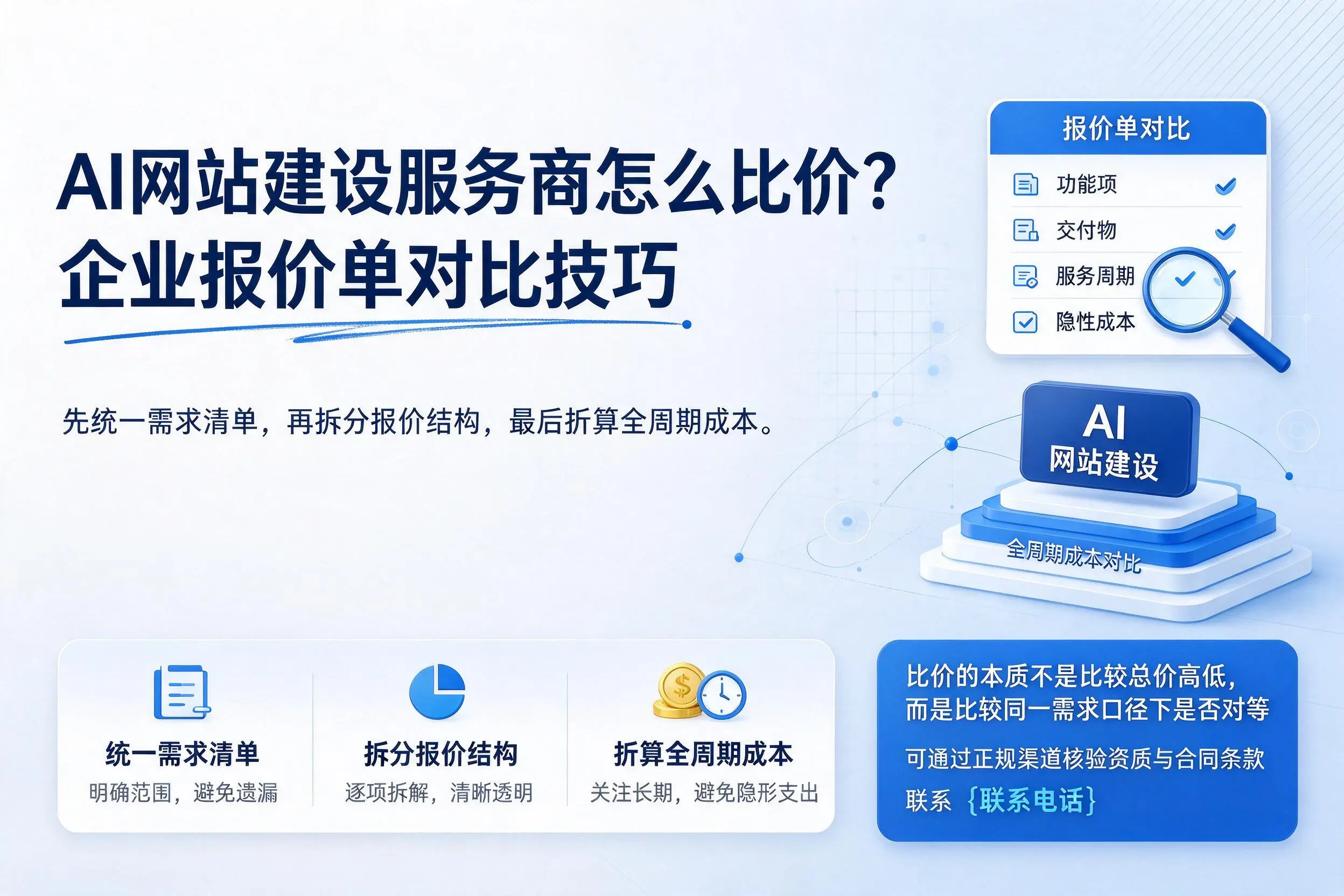 AI网站建设服务商怎么比价？巴音郭楞企业报价单对比技巧
